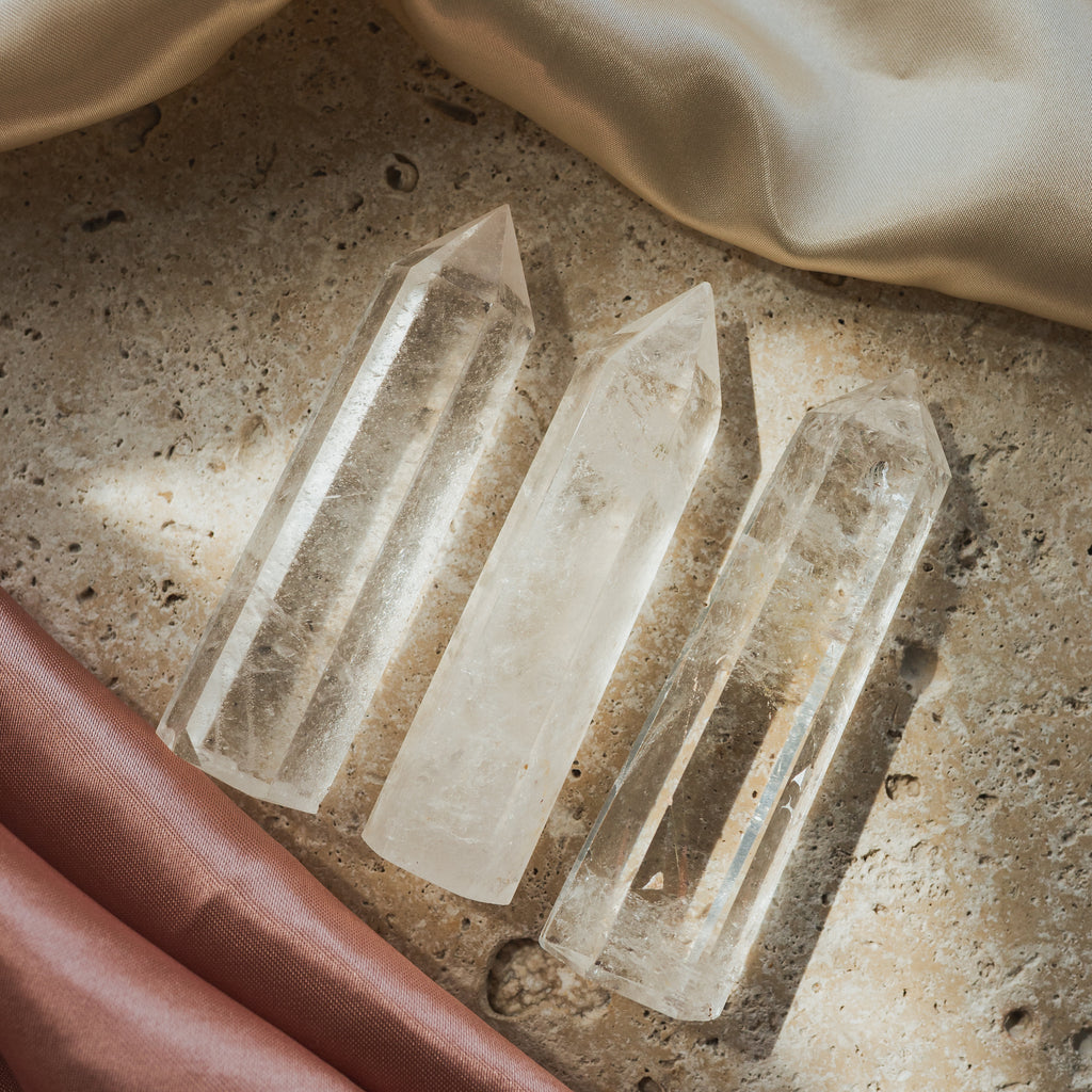 Natural Clear Quartz Crystal Tower