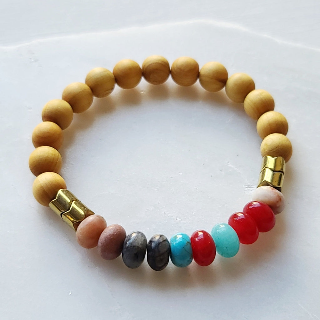 Mixed Stone & Rosewood Diffuser Bracelet