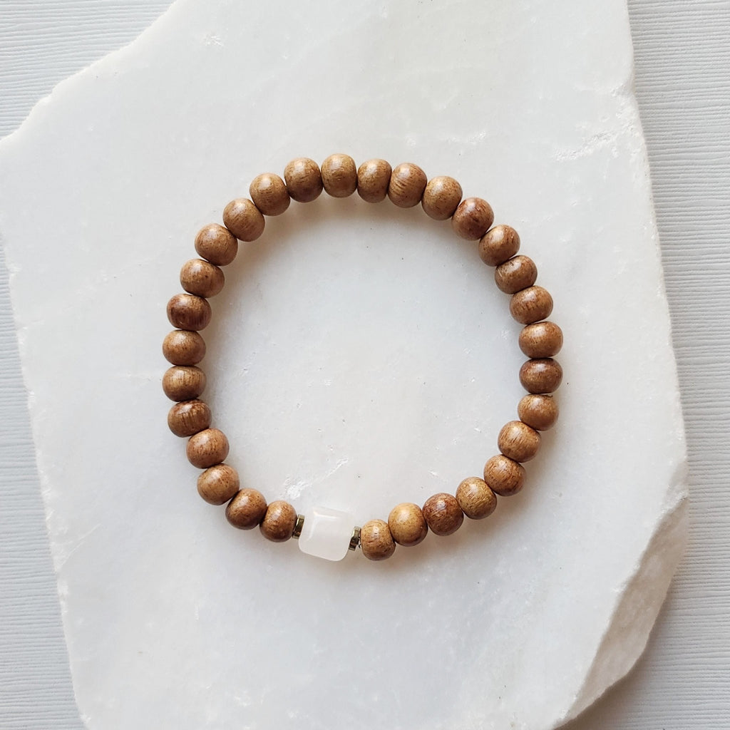 White Agate & Bayong Wood Diffuser Bracelet