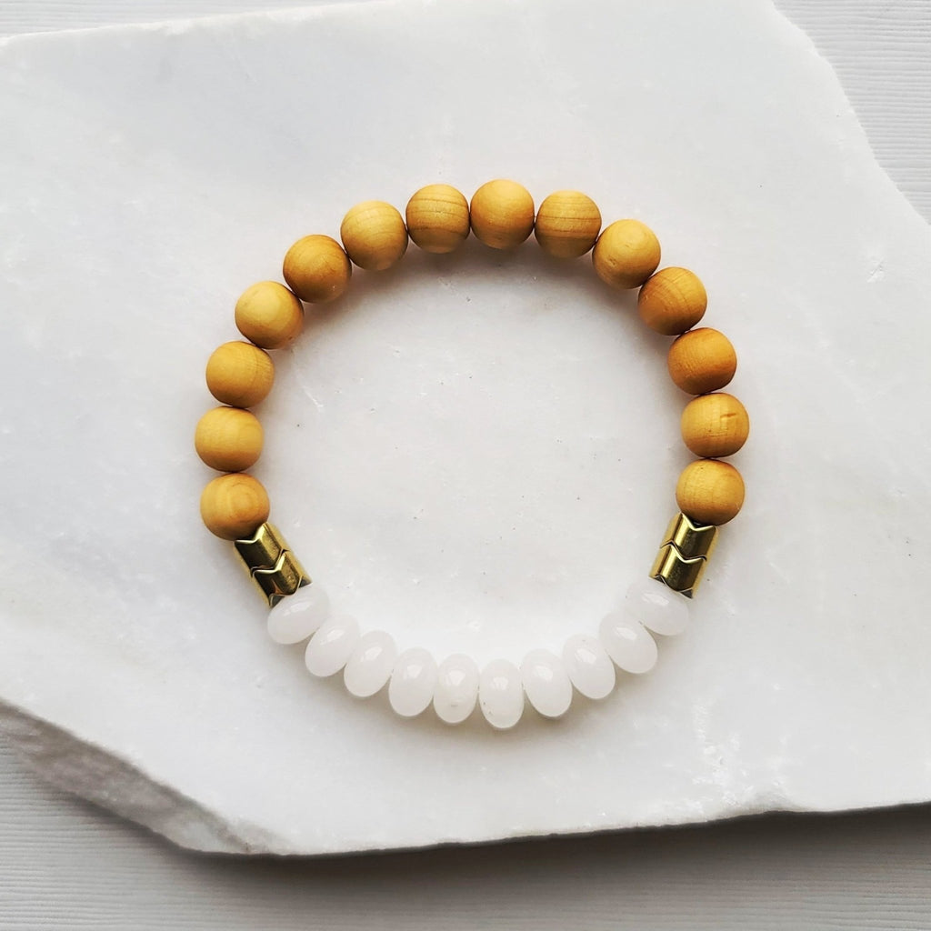 White Agate & Rosewood Diffuser Bracelet