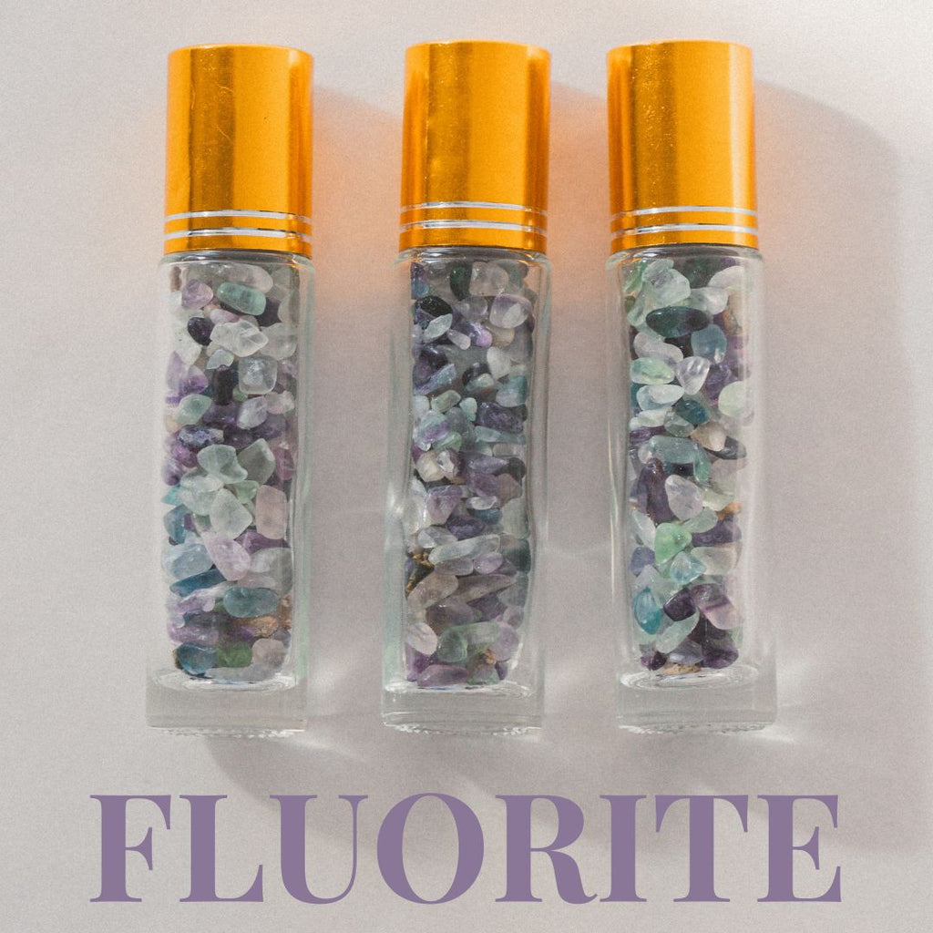Essential Oil Roller Bottle with Natural Gemstones, Glass Bottle Natural Crystals with Roller Ball For Perfumes or Aromatherapy Travel
