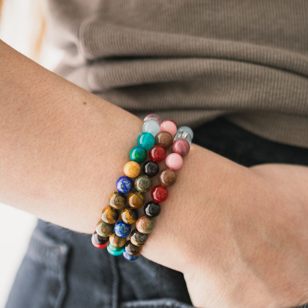 8MM Chunky Gemstone Bracelets - Set Intentions Collection