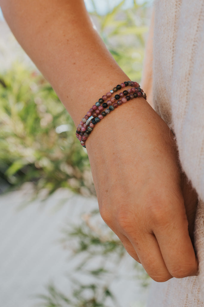 Rainbow Tourmaline Gemstone Wrap Bracelet