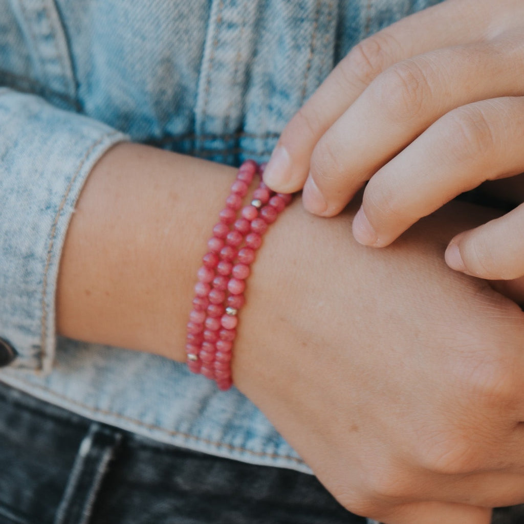 Pink Opal Gemstone Wrap Bracelet