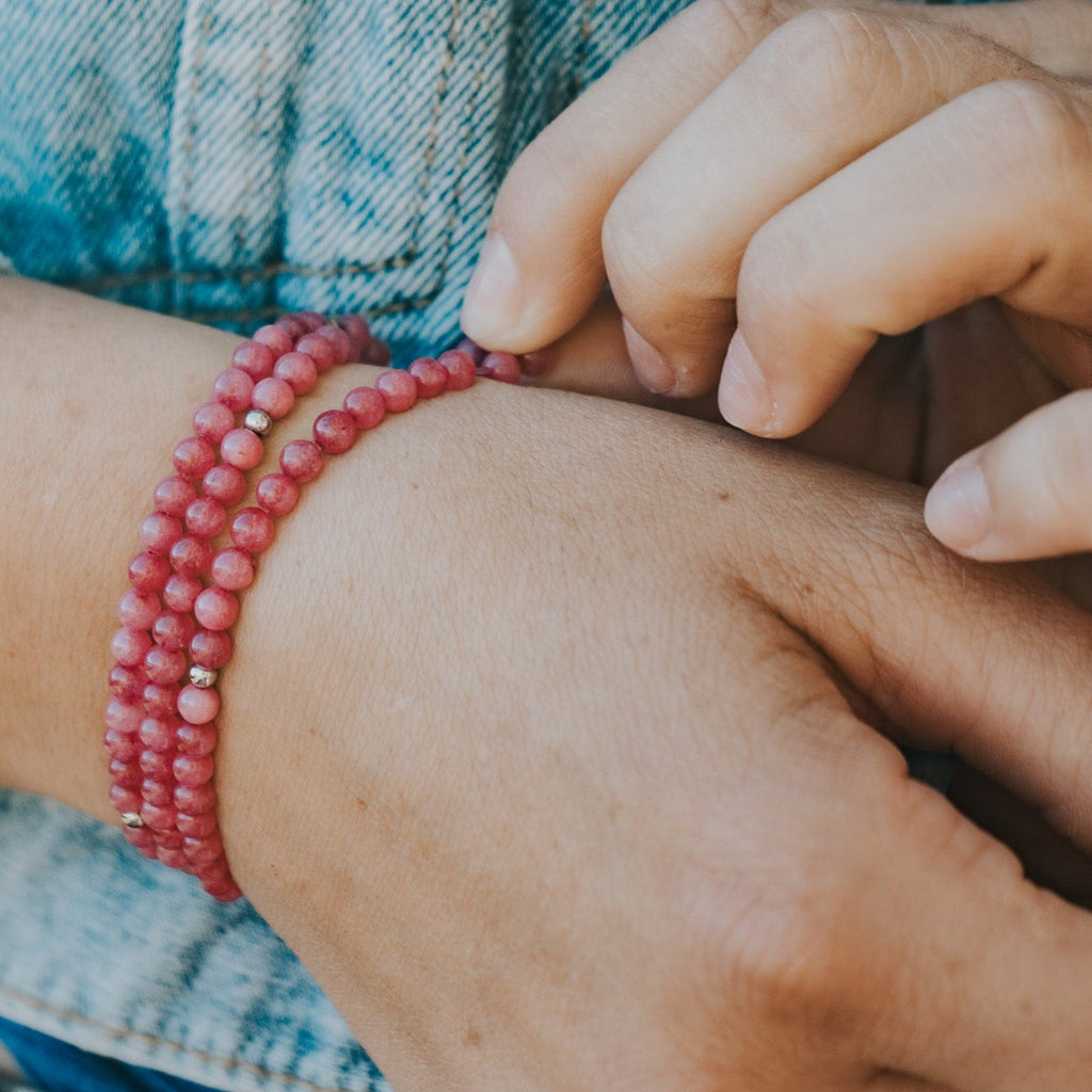 Pink Opal Gemstone Wrap Bracelet