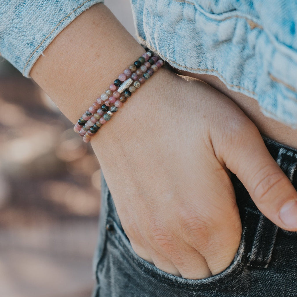 Rainbow Tourmaline Gemstone Wrap Bracelet