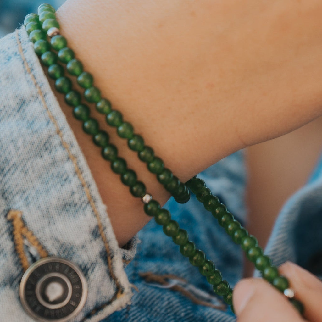 Green Jade Gemstone Wrap Bracelet