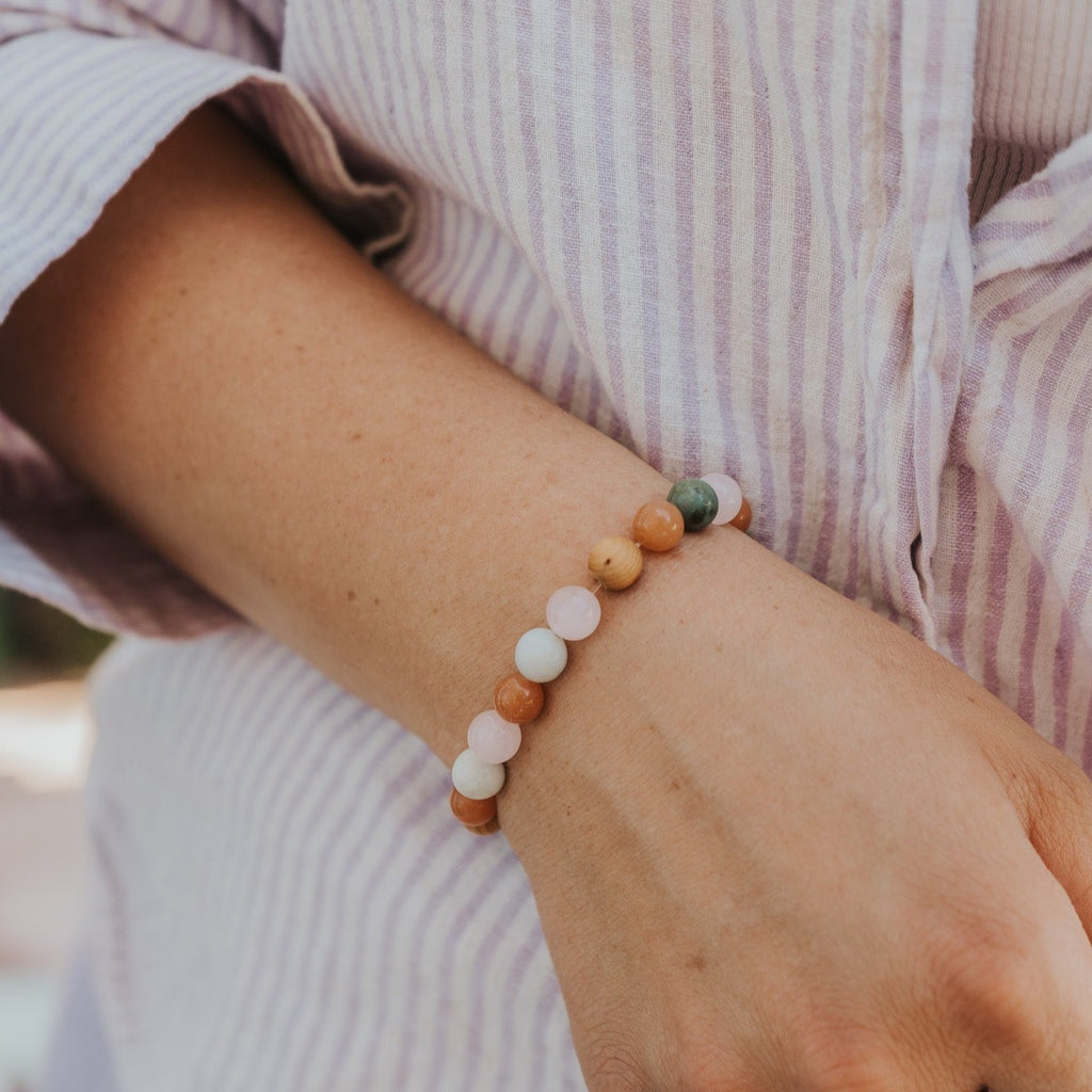 Colorful Amazonite and Rosewood Diffuser Bracelet