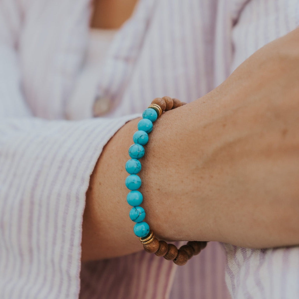 Turquoise & Bayong Wood Diffuser Bracelet