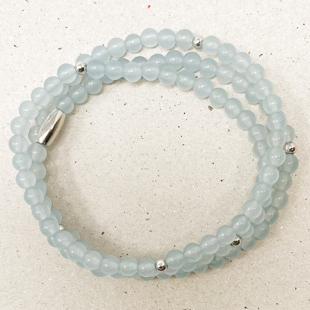 Sky Blue Jade Gemstone Wrap Bracelet