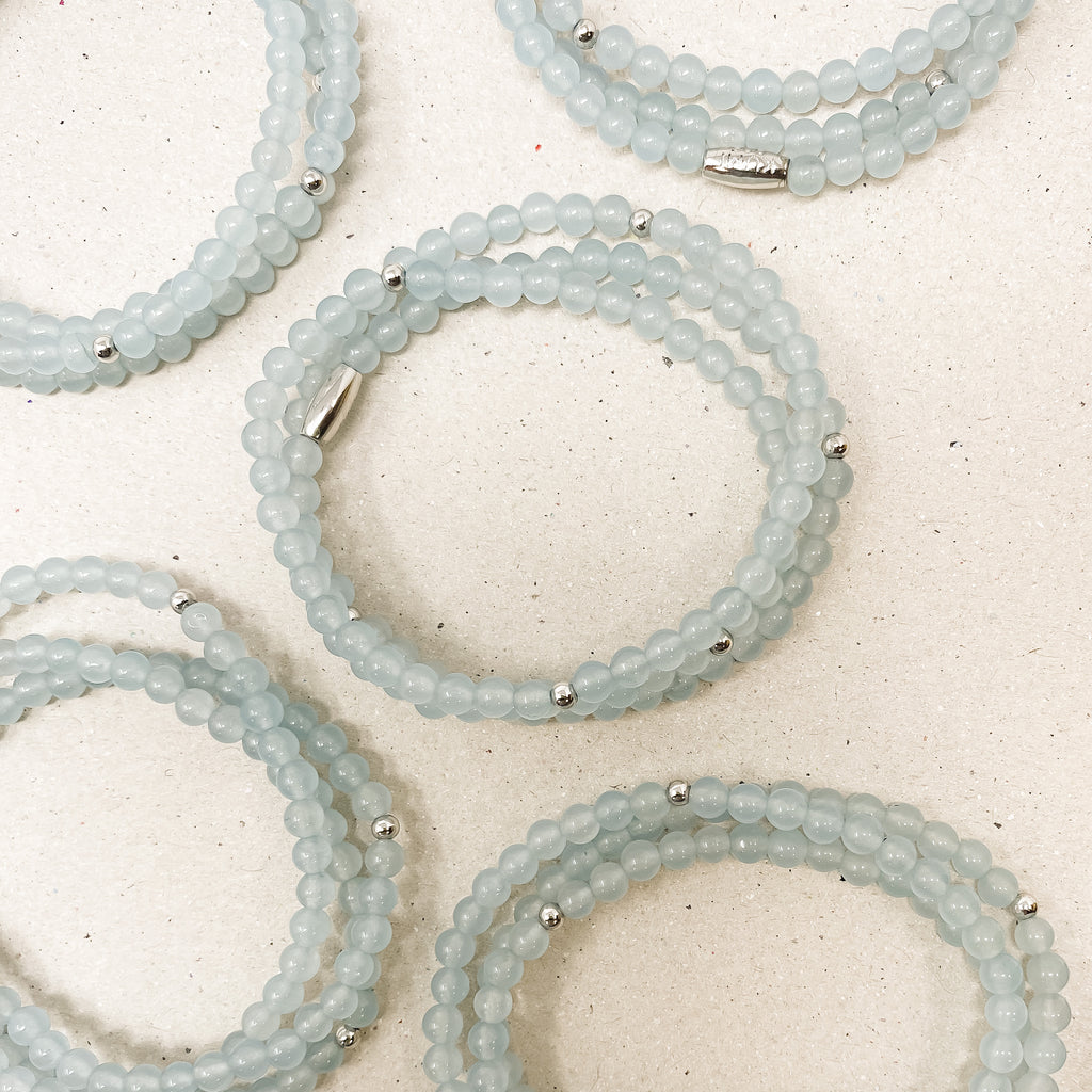 Sky Blue Jade Gemstone Wrap Bracelet