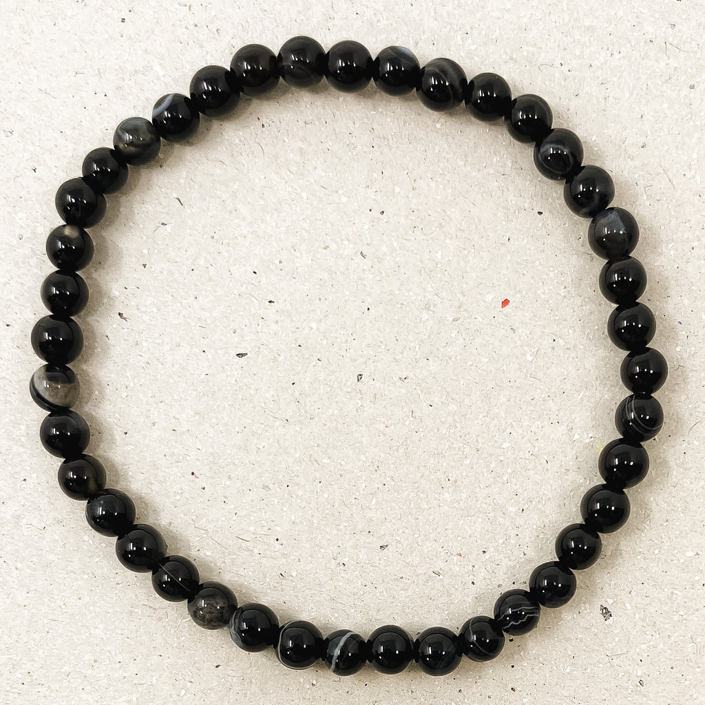 Black Lace Agate Gemstone Bracelet