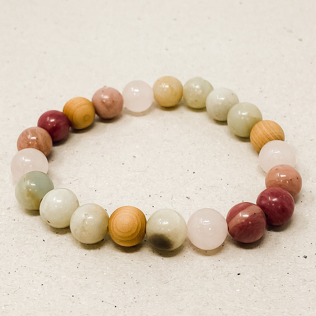 Rhodochrosite and Amazonite Rosewood Diffuser Bracelet