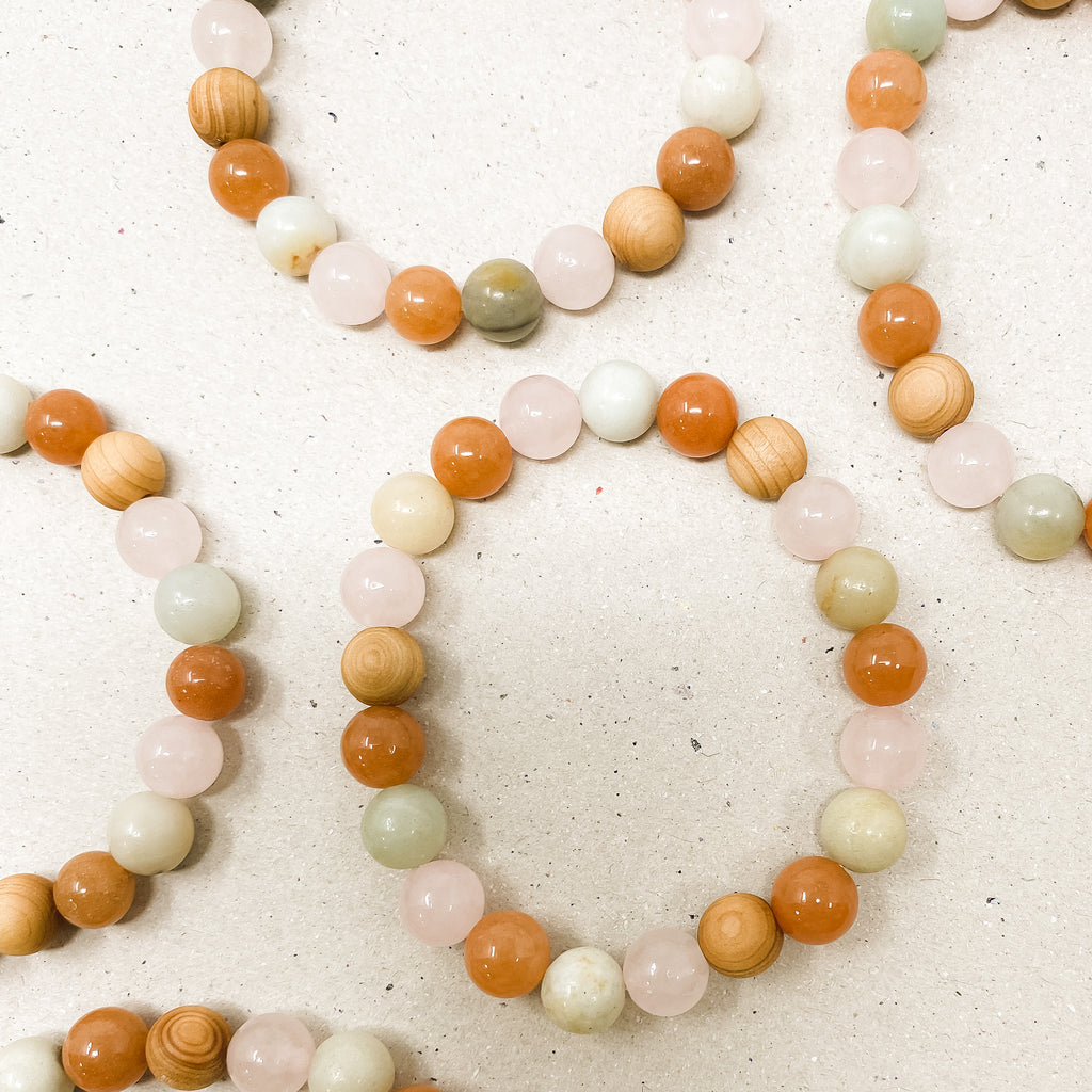 Colorful Amazonite and Rosewood Diffuser Bracelet