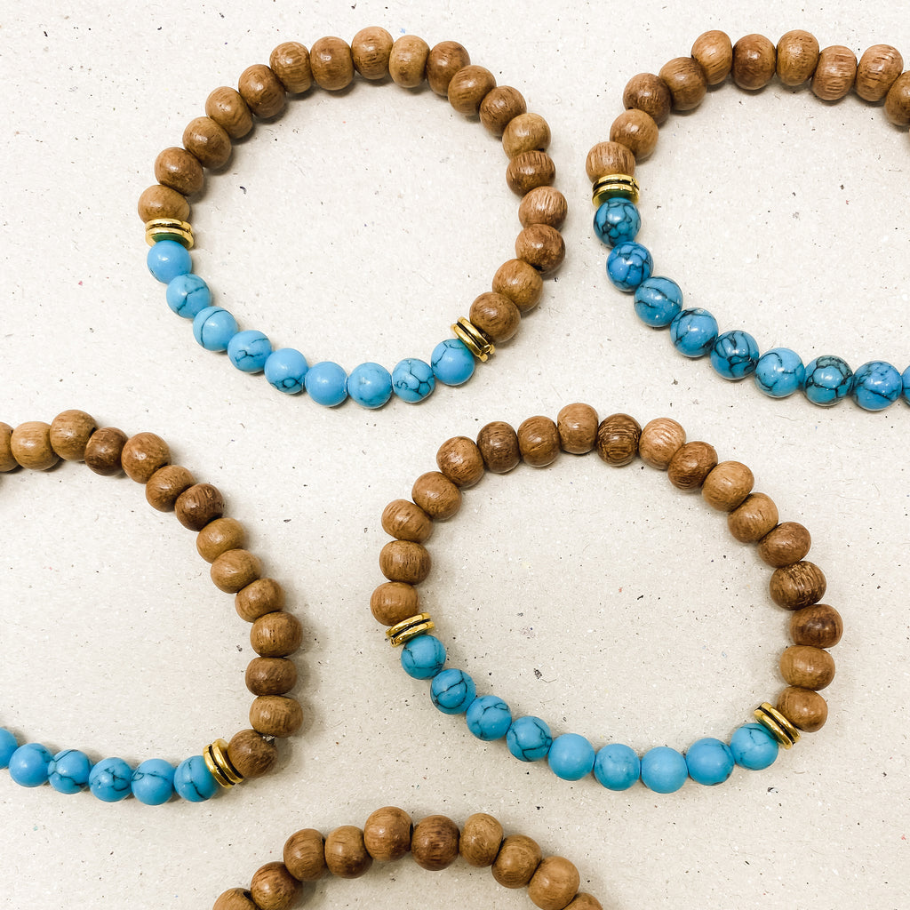 Turquoise & Bayong Wood Diffuser Bracelet