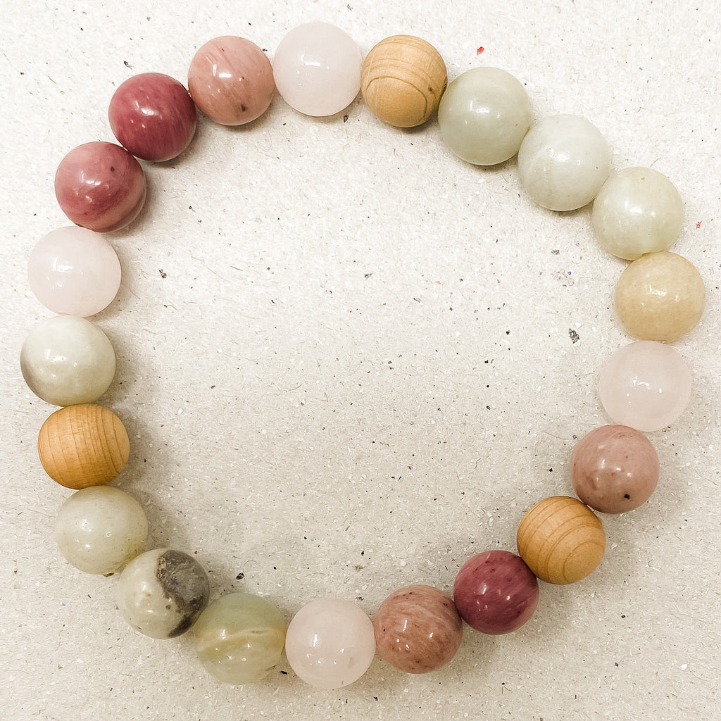 Rhodochrosite and Amazonite Rosewood Diffuser Bracelet