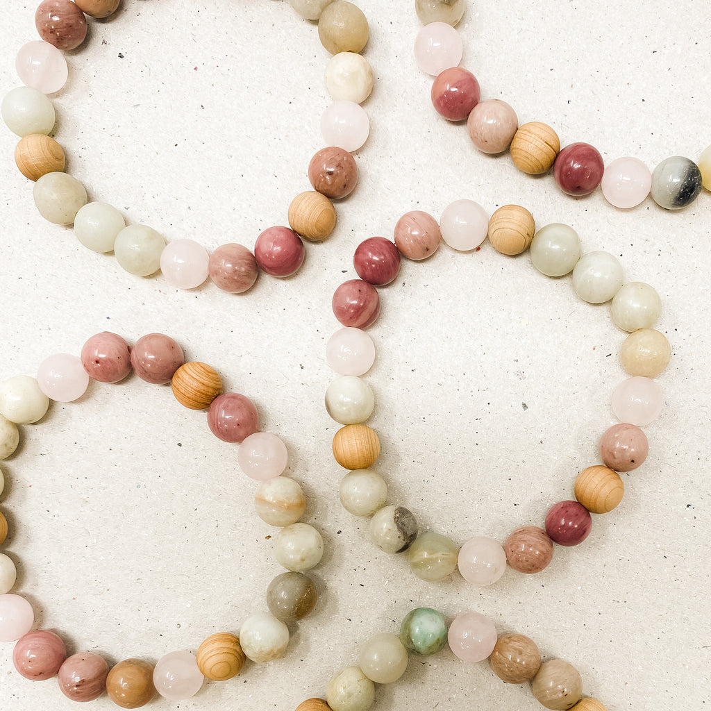 Rhodochrosite and Amazonite Rosewood Diffuser Bracelet