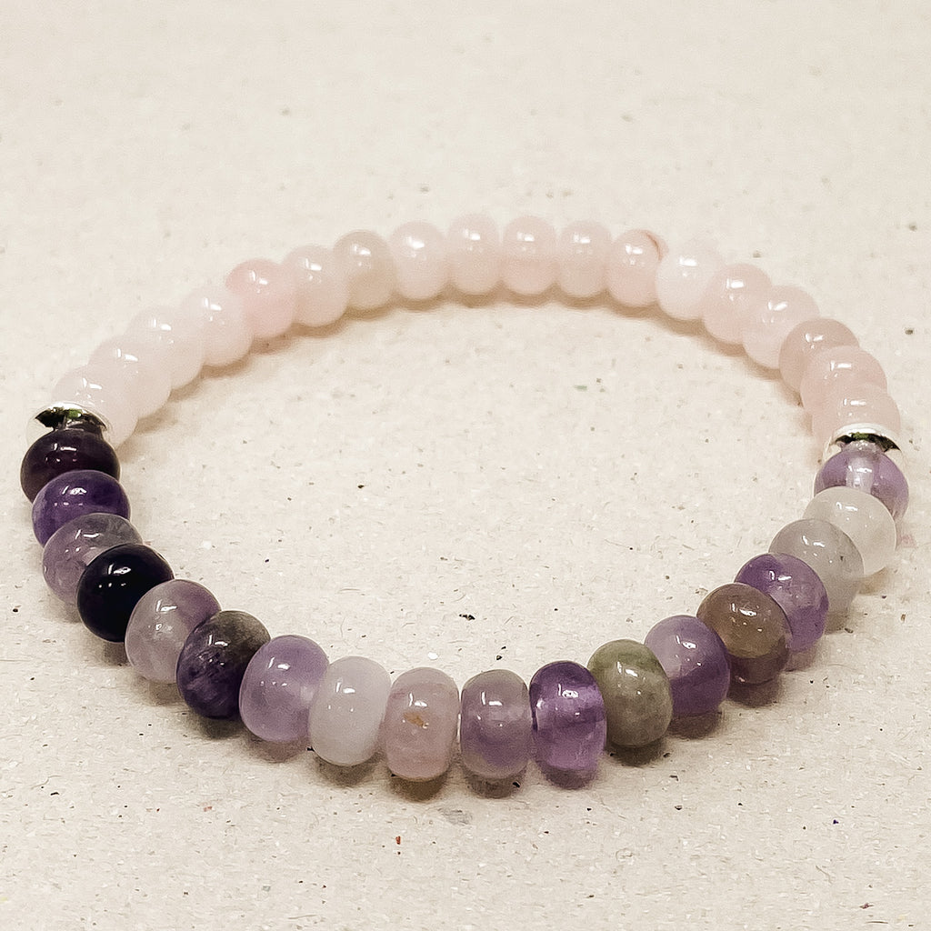 Amethyst and Rose Quartz Gemstone Bracelet