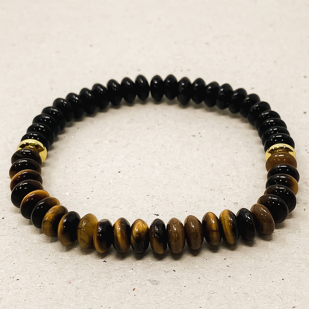 Tigers Eye and Black Jasper Gemstone Bracelet