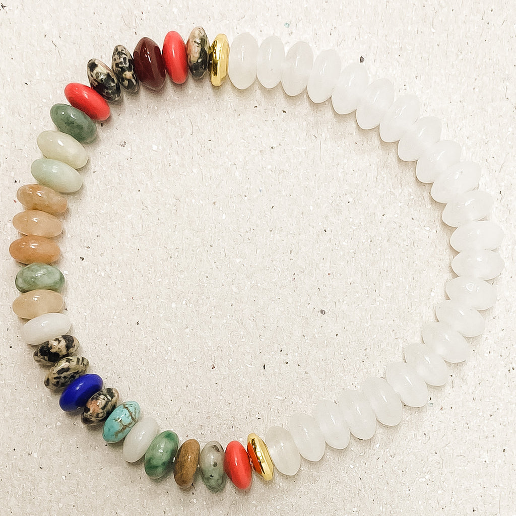 Mixed Stone and White Jade Gemstone Bracelet