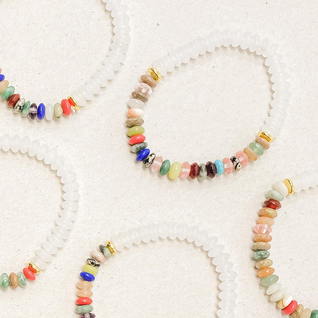 Mixed Stone and White Jade Gemstone Bracelet