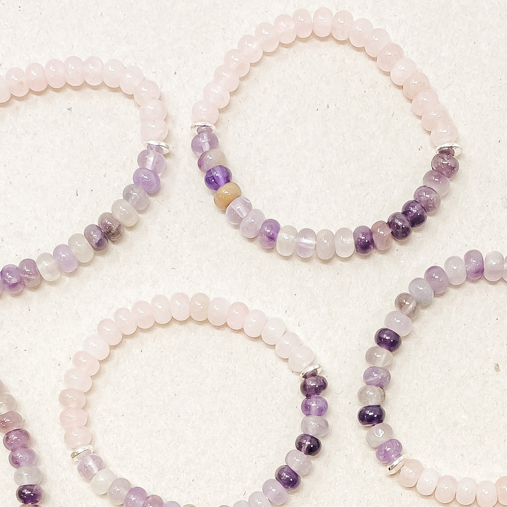 Amethyst and Rose Quartz Gemstone Bracelet