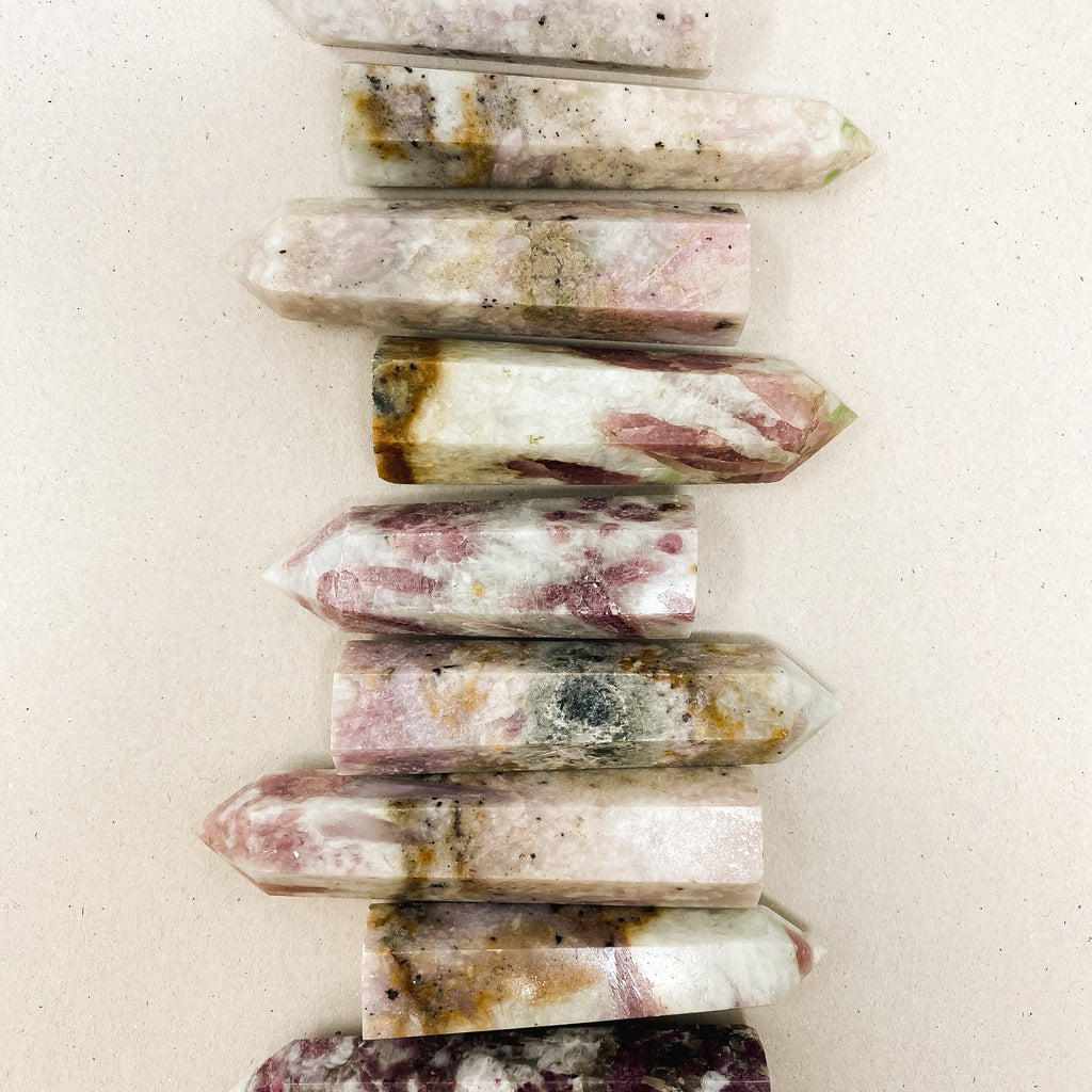 Natural Pink Tourmaline Crystal Tower