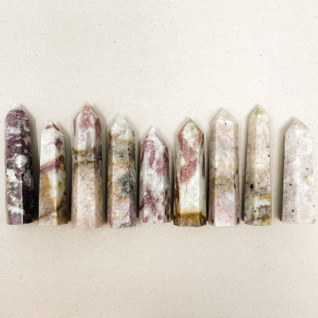 Natural Pink Tourmaline Crystal Tower