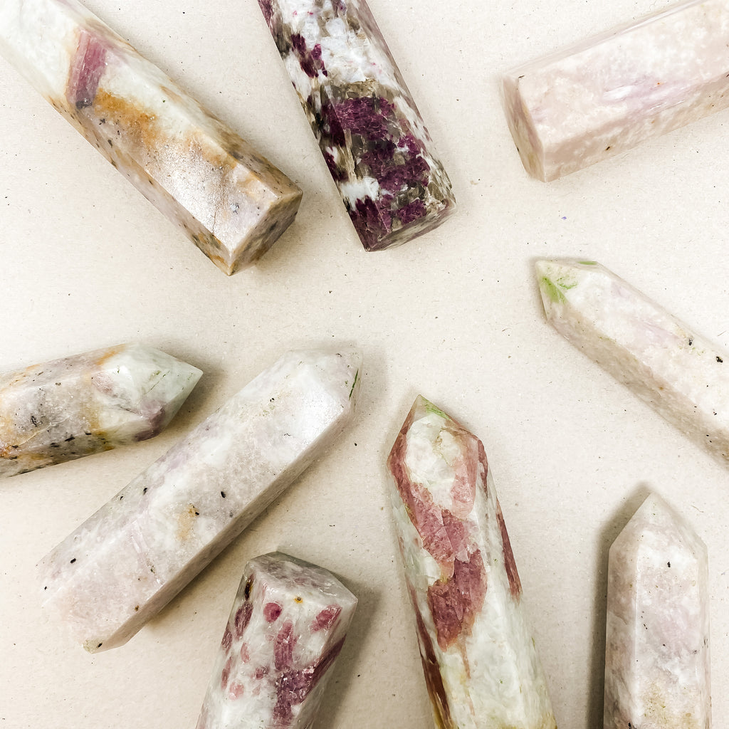 Natural Pink Tourmaline Crystal Tower