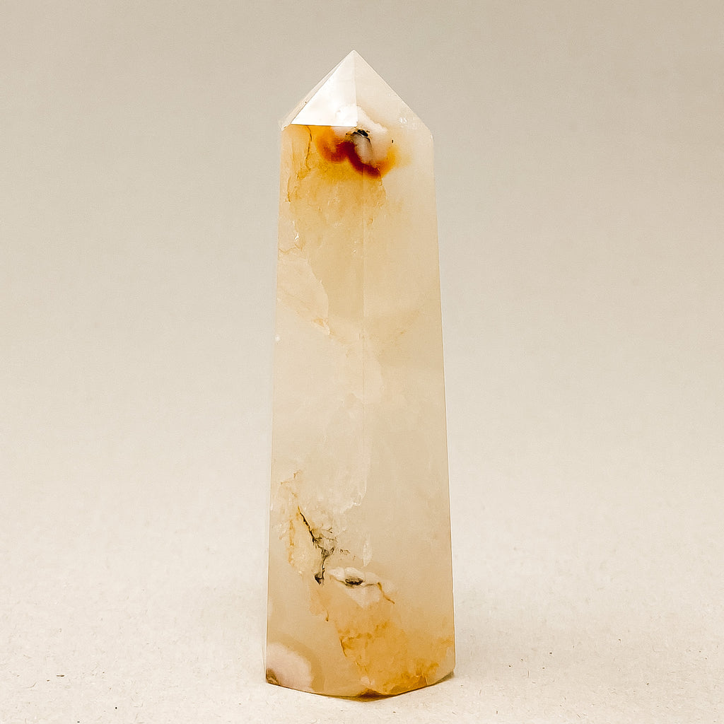 Natural Cherry Blossom Agate Crystal Tower