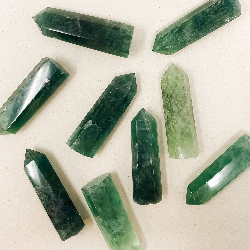 Natural Green Fluorite Crystal Tower