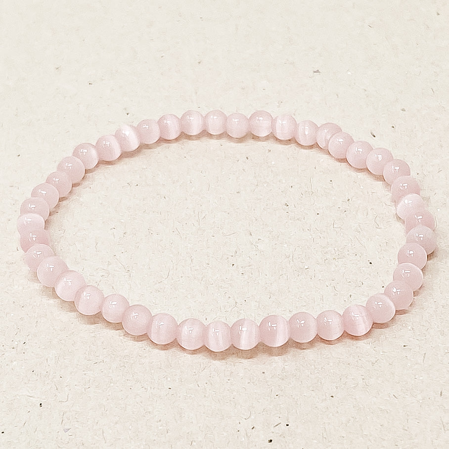 Natural Pink Cat Eye Gemstone Bracelet