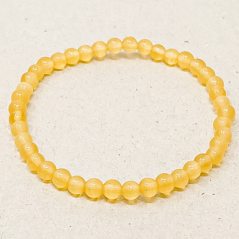 Natural Yellow Orange Cat Eye Gemstone Bracelet