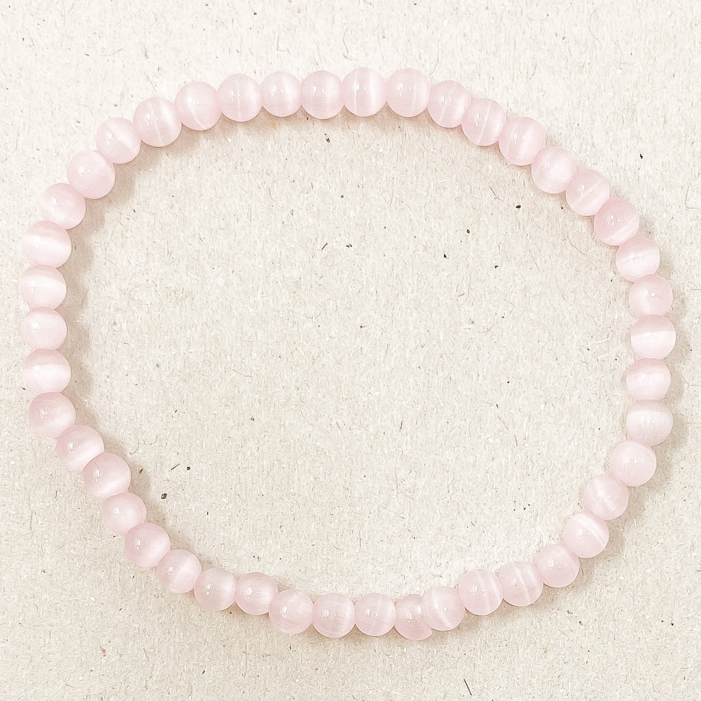 Natural Pink Cat Eye Gemstone Bracelet