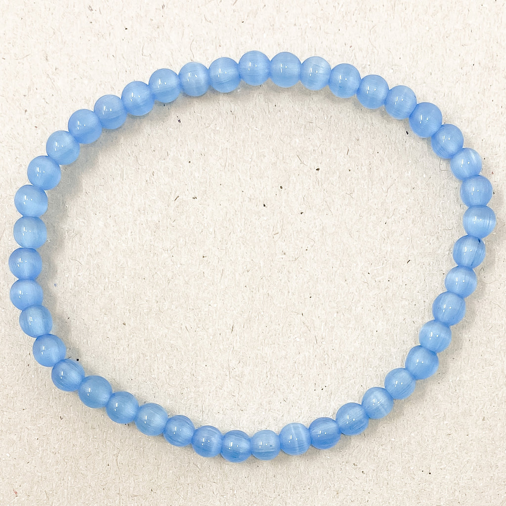 Natural Blue Cat Eye Gemstone Bracelet