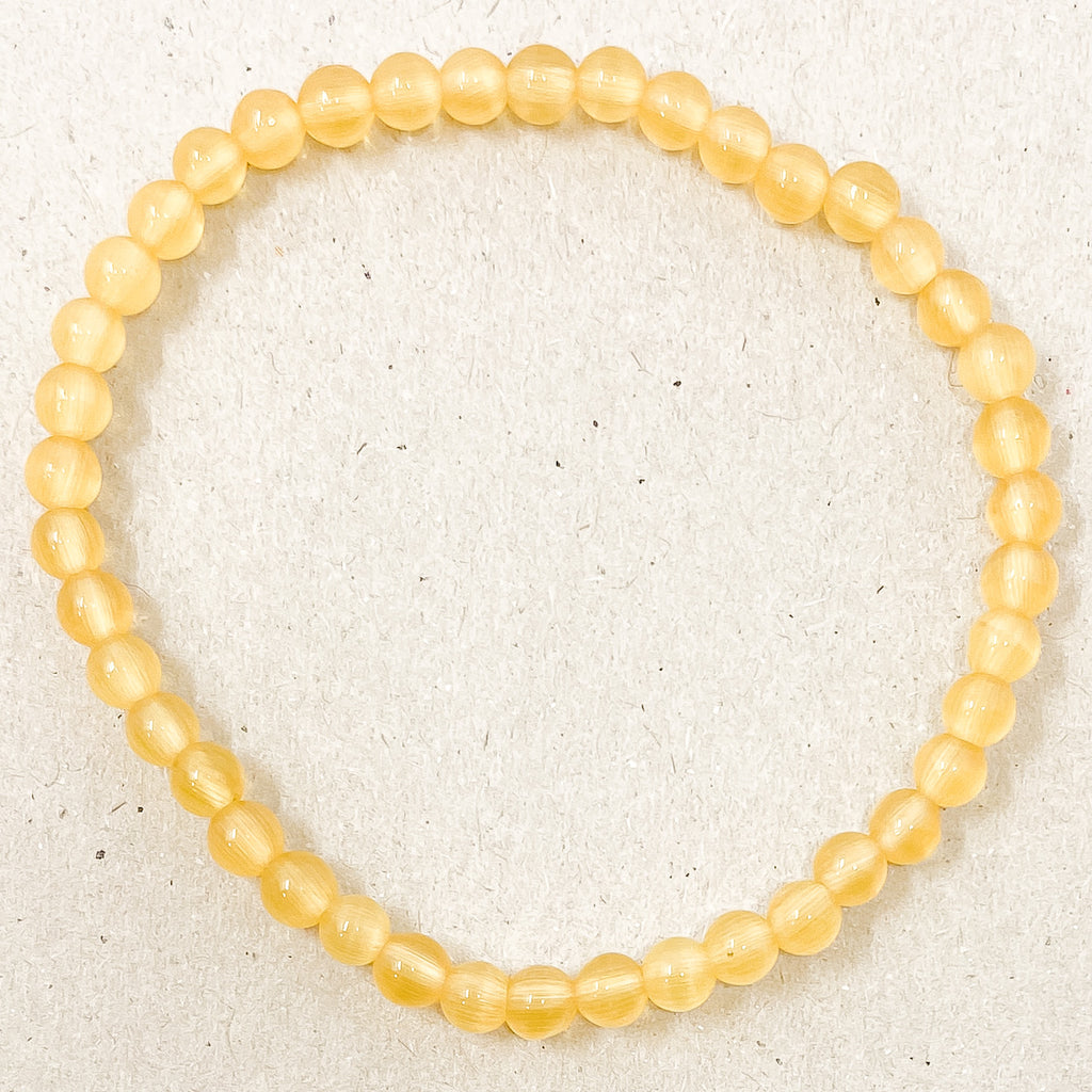 Natural Yellow Orange Cat Eye Gemstone Bracelet