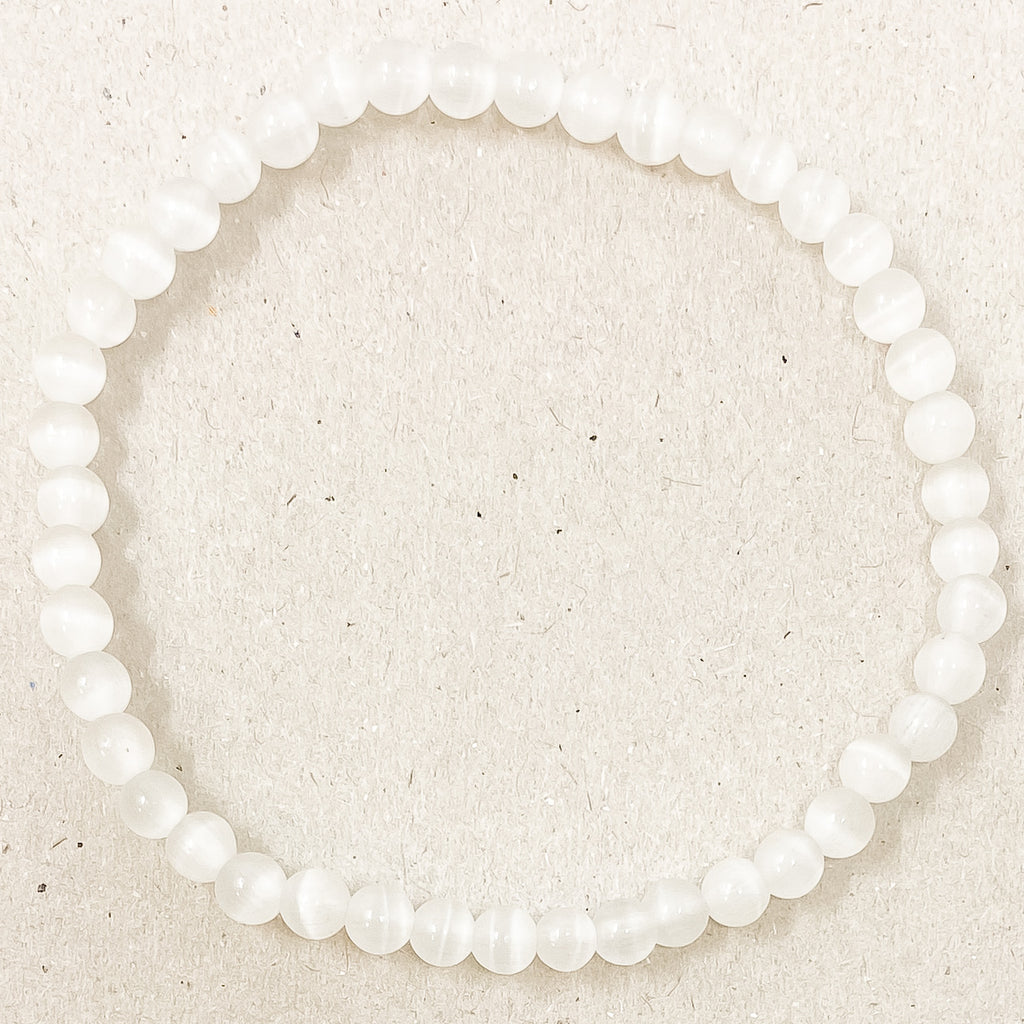 Natural White Cat Eye Gemstone Bracelet