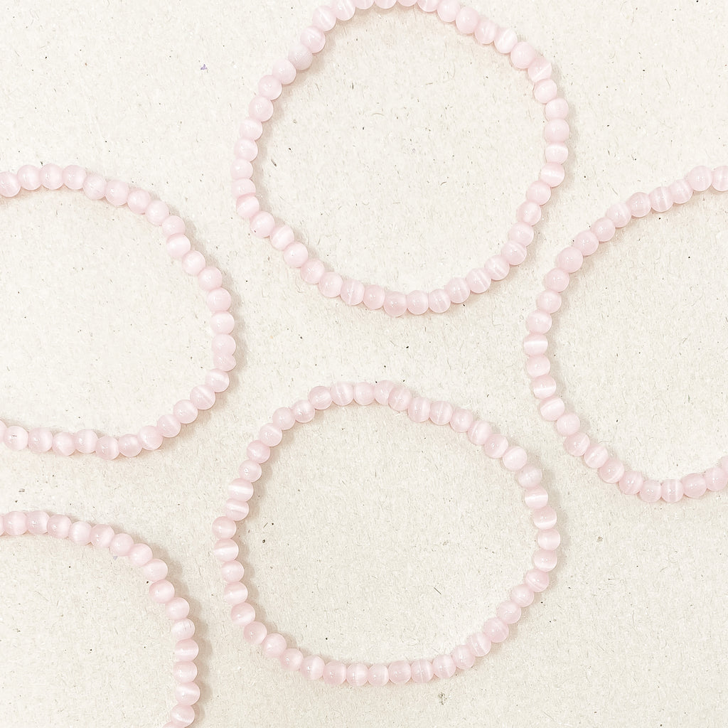 Natural Pink Cat Eye Gemstone Bracelet