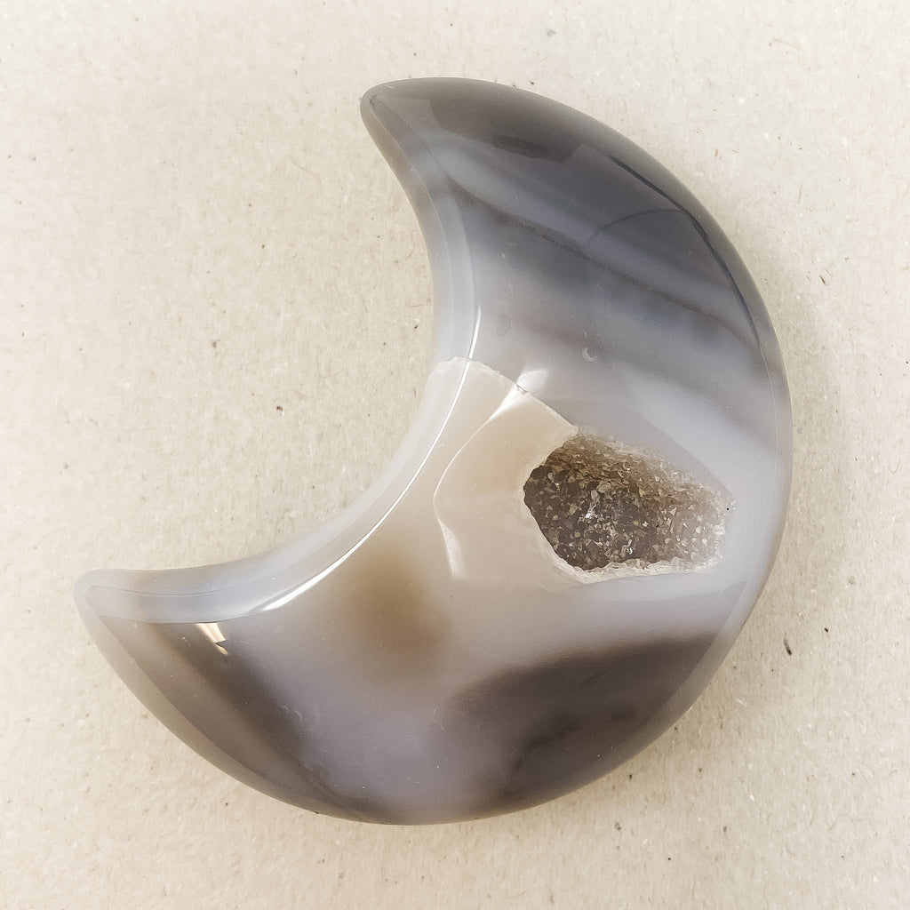 Agate Geode Crescent Moon Crystal