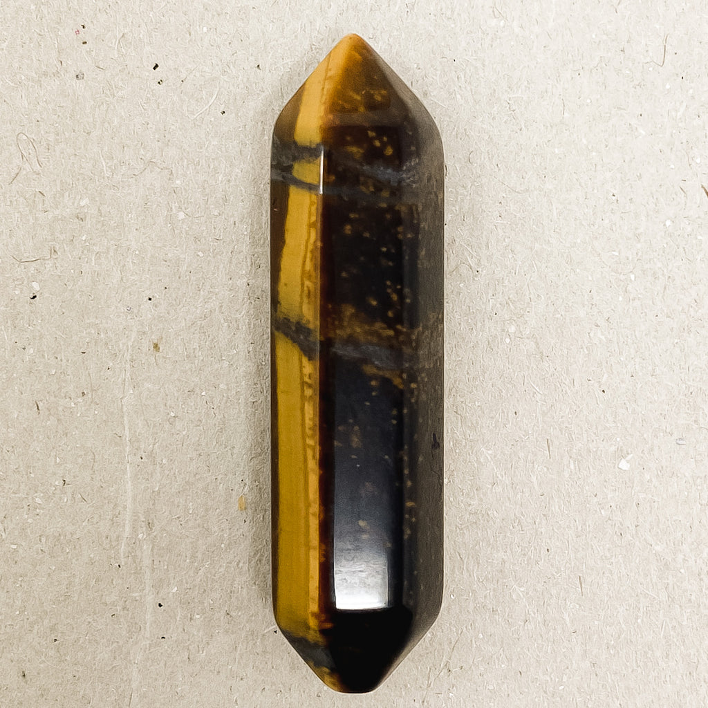 Tigers Eye Double Pointed Hexagonal Column