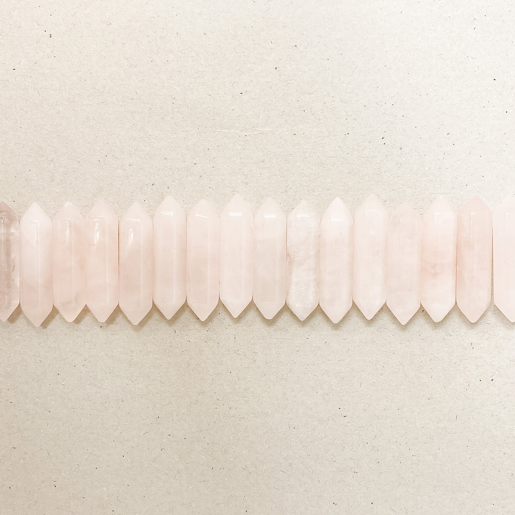 Pink Quartz Double Pointed Hexagonal Column