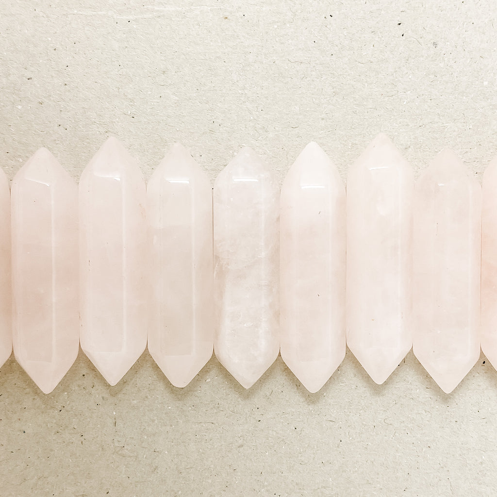 Pink Quartz Double Pointed Hexagonal Column