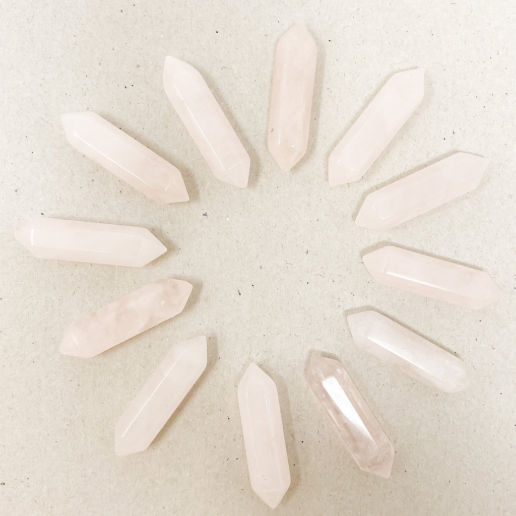 Pink Quartz Double Pointed Hexagonal Column