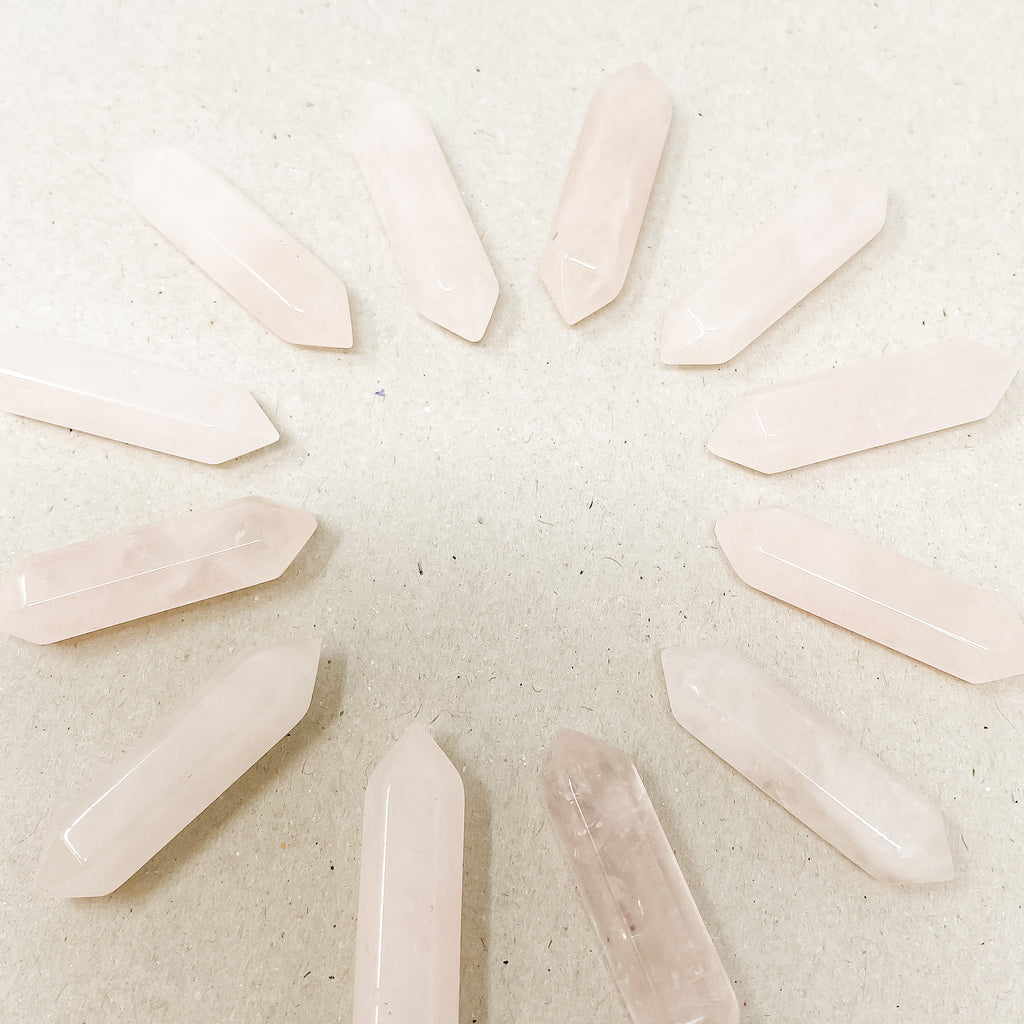 Pink Quartz Double Pointed Hexagonal Column