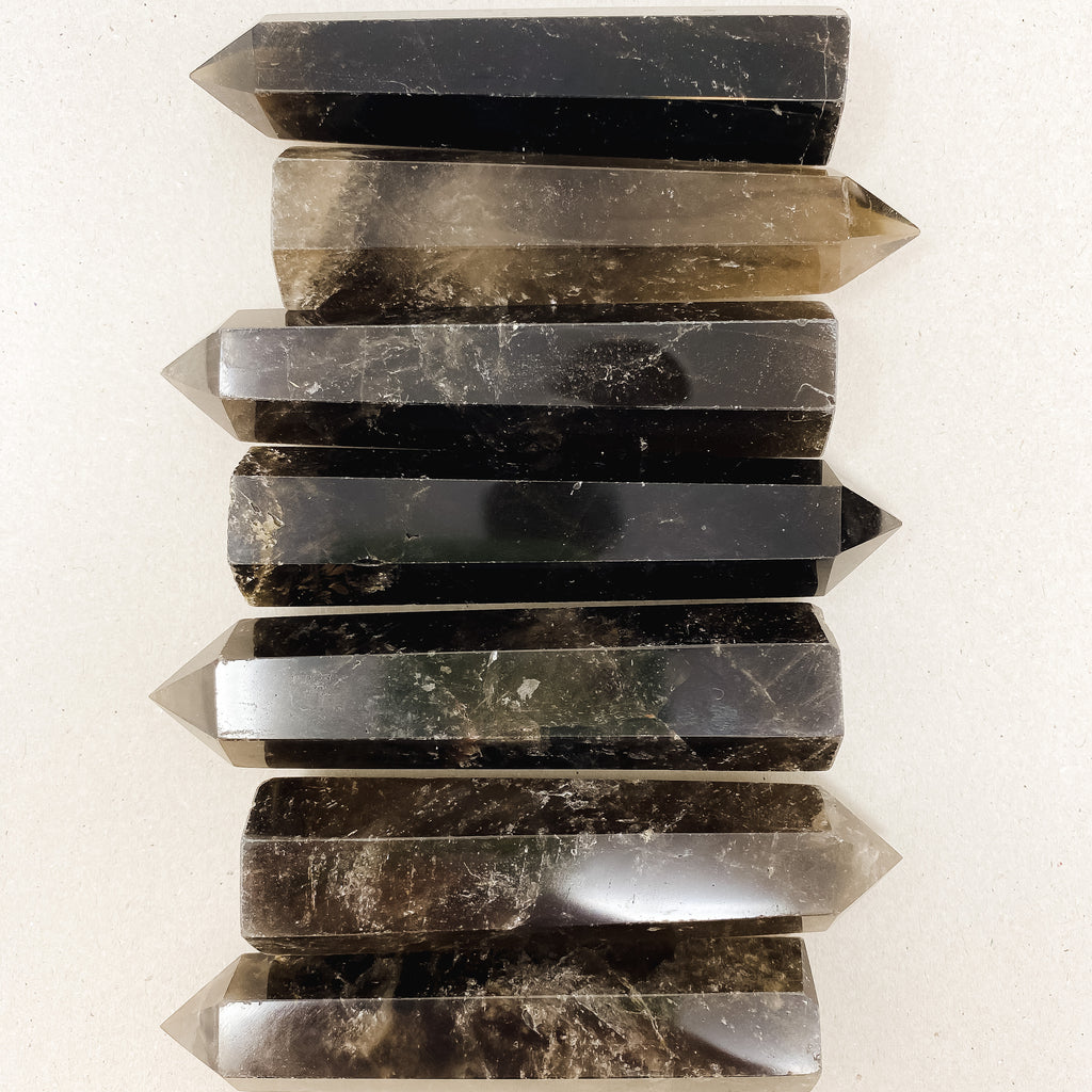 Natural Smoky Quartz Crystal Tower