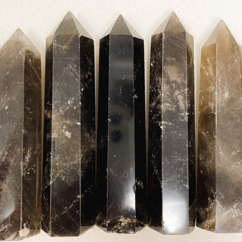 Natural Smoky Quartz Crystal Tower