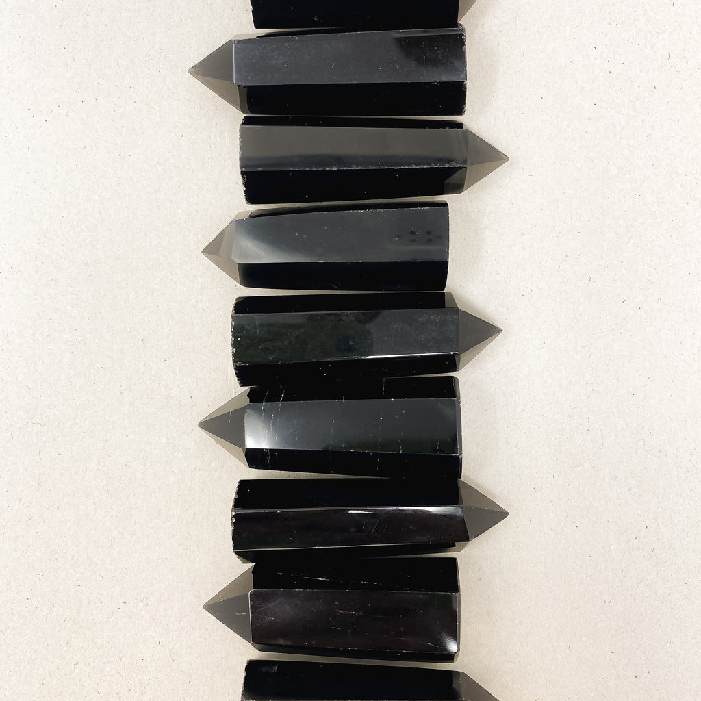 Natural Black Obsidian Crystal Tower