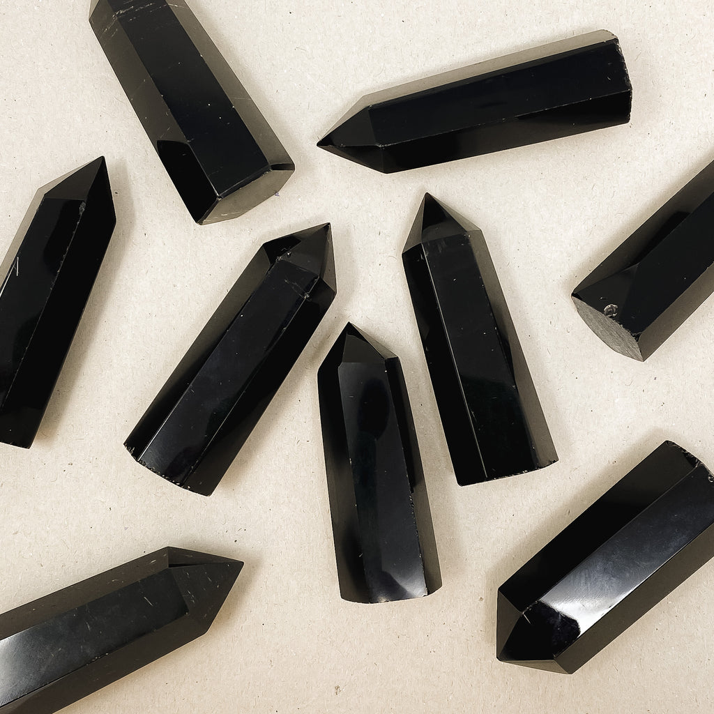 Natural Black Obsidian Crystal Tower