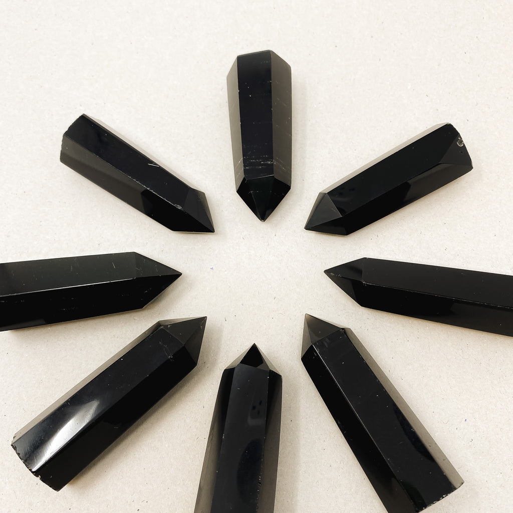 Natural Black Obsidian Crystal Tower