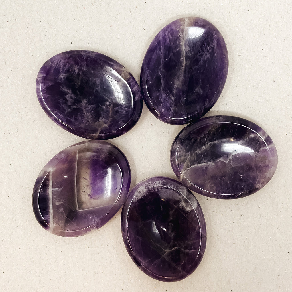 Natural Chevron Amethyst Worry Stone